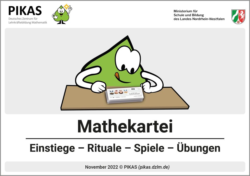 Abbildung des Deckblatts der Mathe-Kartei. Unterüberschrift: „Einstiege – Rituale – Spiele – Übungen“.