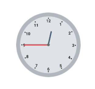 Uhr zeigt viertel vor 1.